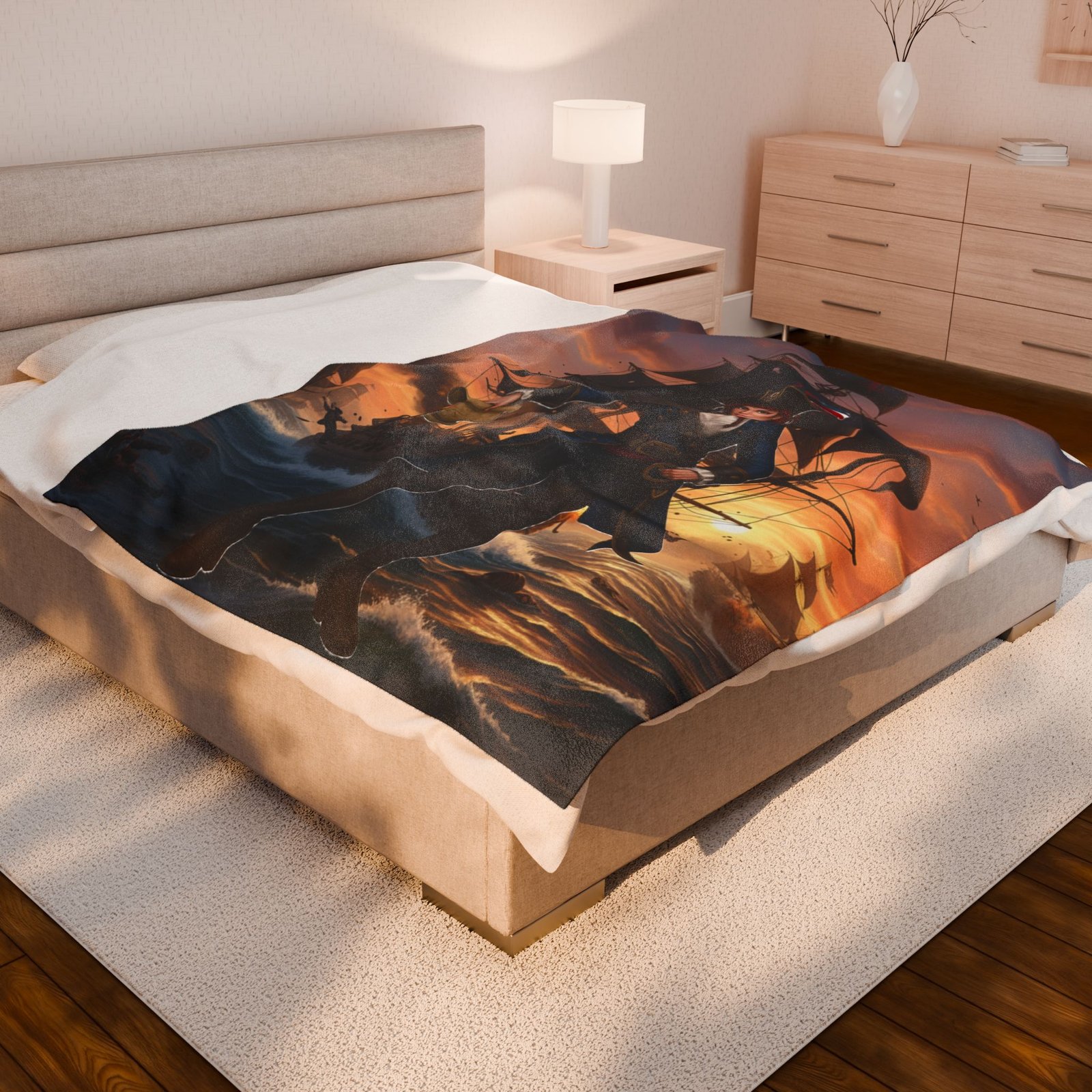 Lady Pirate-Themed Velveteen Plush Blanket - Image 4