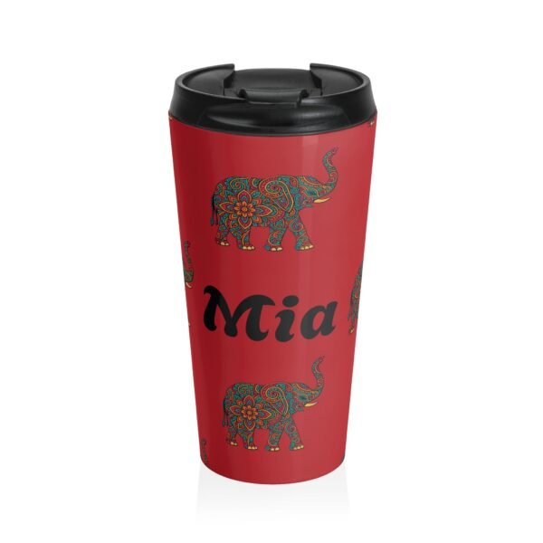 Personalized Vibrant Mandala Elephant Travel Mug - Red