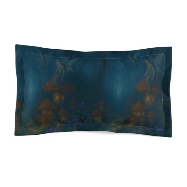 Whimsical Fairy Microfiber Pillow Sham in Dark Blue