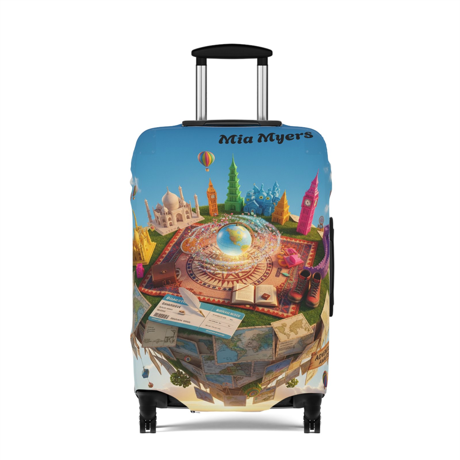 Cities Around the World Map Personalized Luggage Cover - Image 4