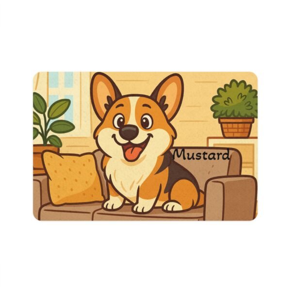 Personalized Cute Corgi Pet Food Mat