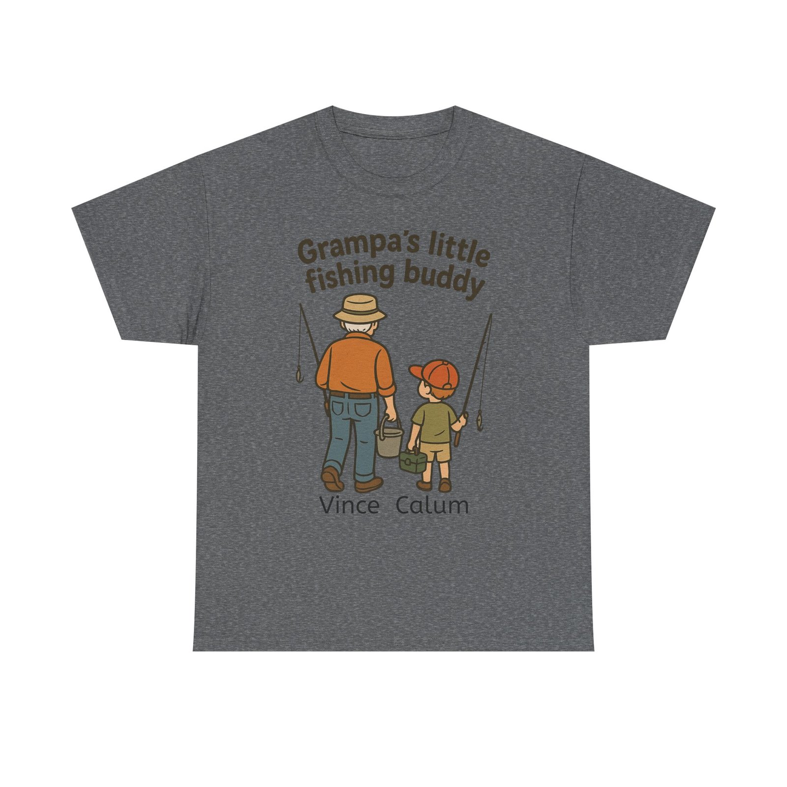 Personalized Grampa's Little Fishing Buddy Tee - Image 8