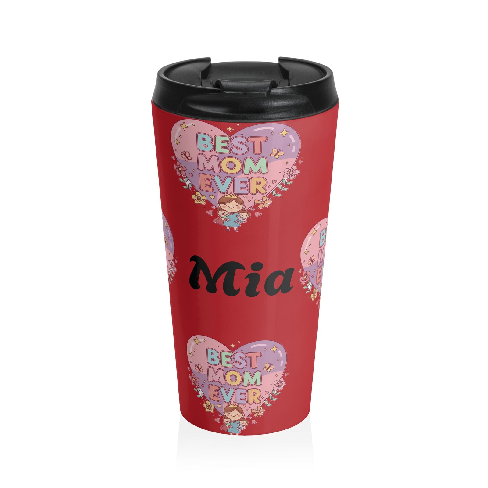Personalized Best Mom Ever Travel Mug - Red
