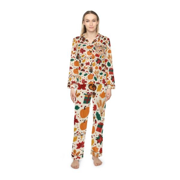 Fall-Themed Women's Satin Pajamas