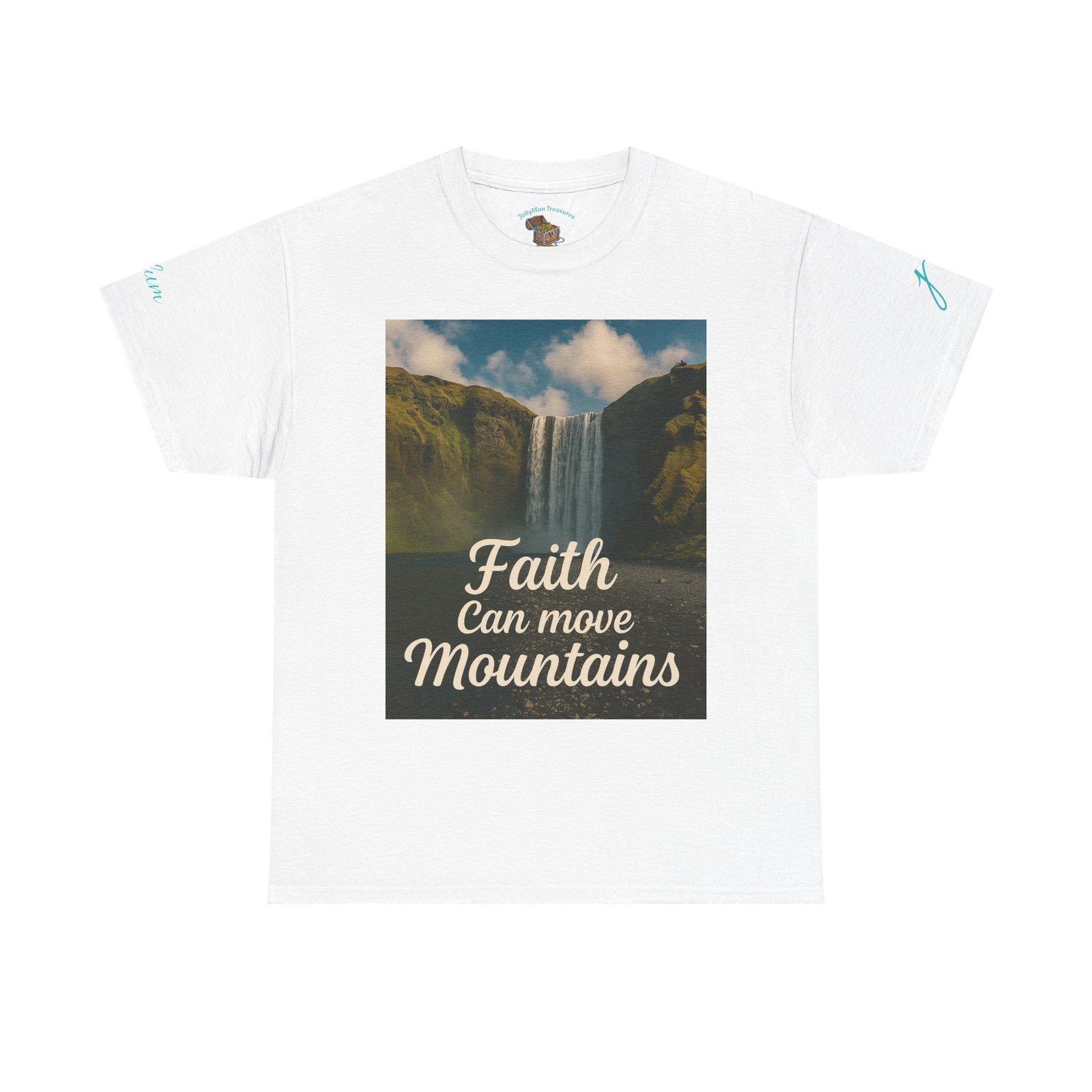 Personalized Faith Can Move Mountains Tee w/ Angel on Your Shoulder