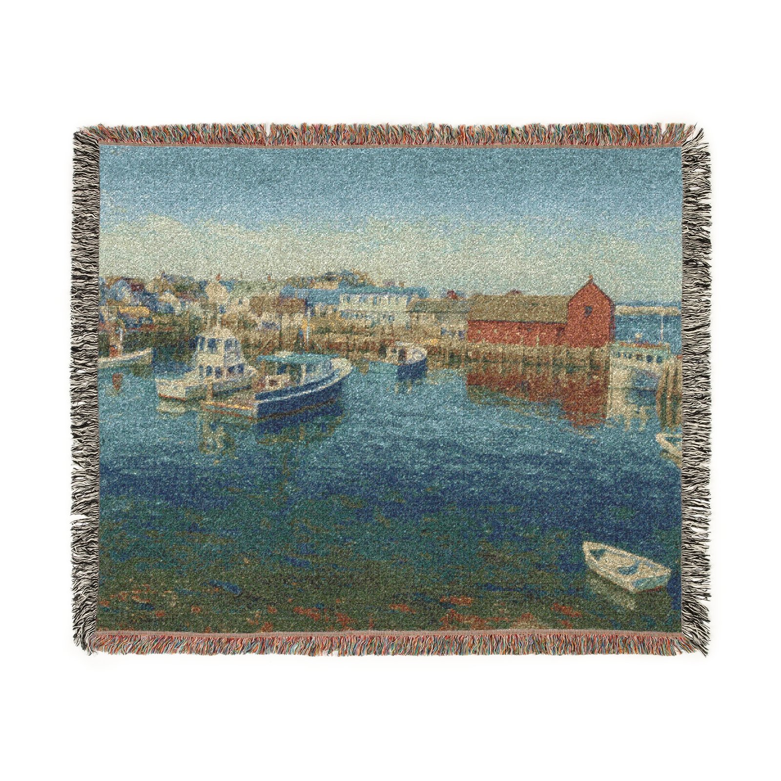 Cozy Coastal Woven Blanket, Motif 1, Rockport, Massachusetts - Image 3