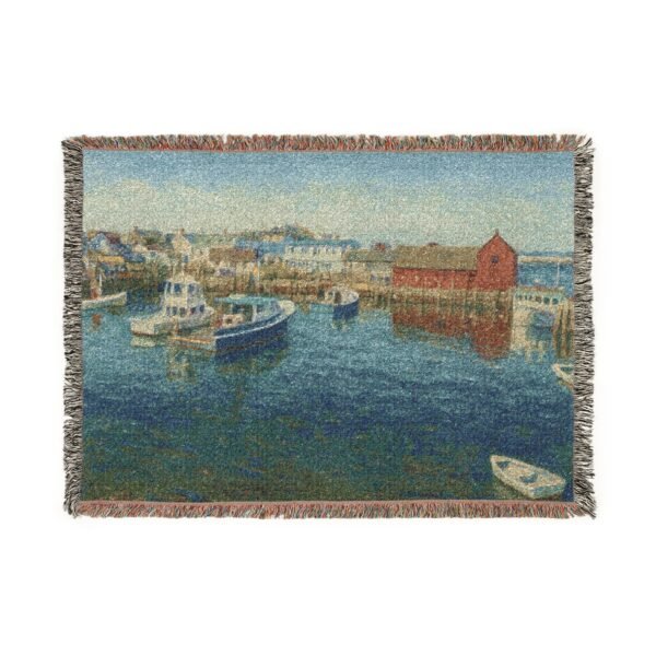 Cozy Coastal Woven Blanket, Motif 1, Rockport, Massachusetts