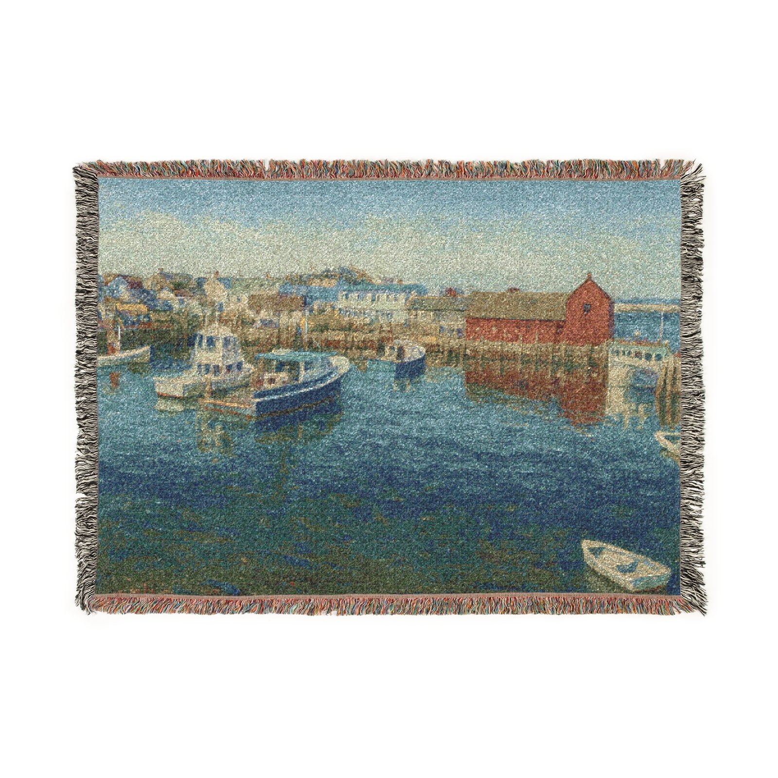 Cozy Coastal Woven Blanket, Motif 1, Rockport, Massachusetts