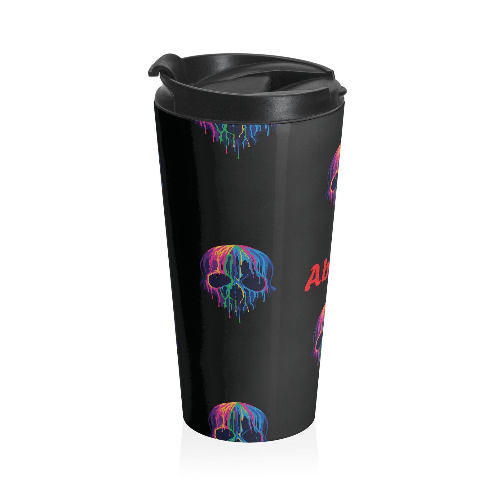 Personalized Vibrant Color Dripping Skull Travel Mug - Image 3