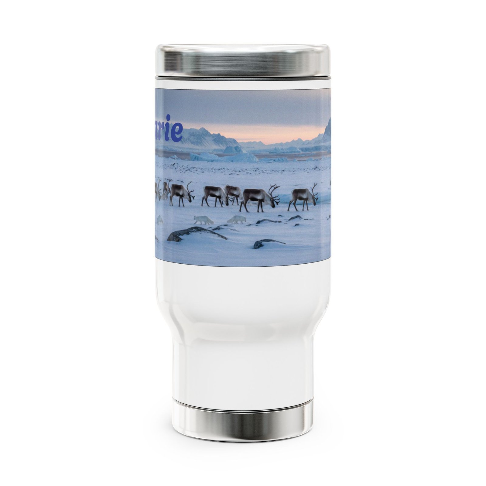 Personalized Stainless Steel Travel Mug - 14oz with Handle
