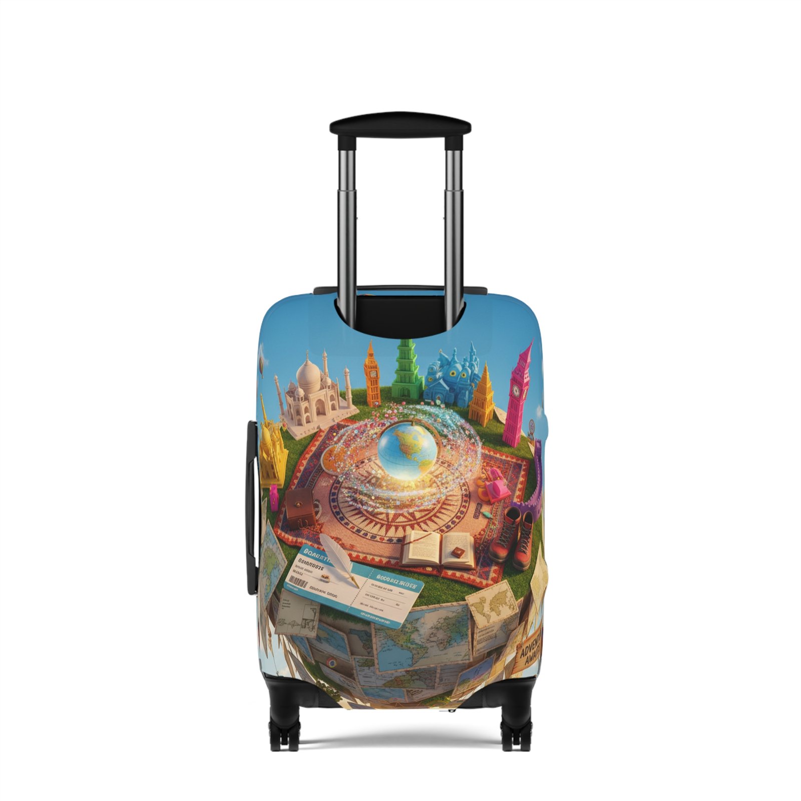 Cities Around the World Map Personalized Luggage Cover - Image 2