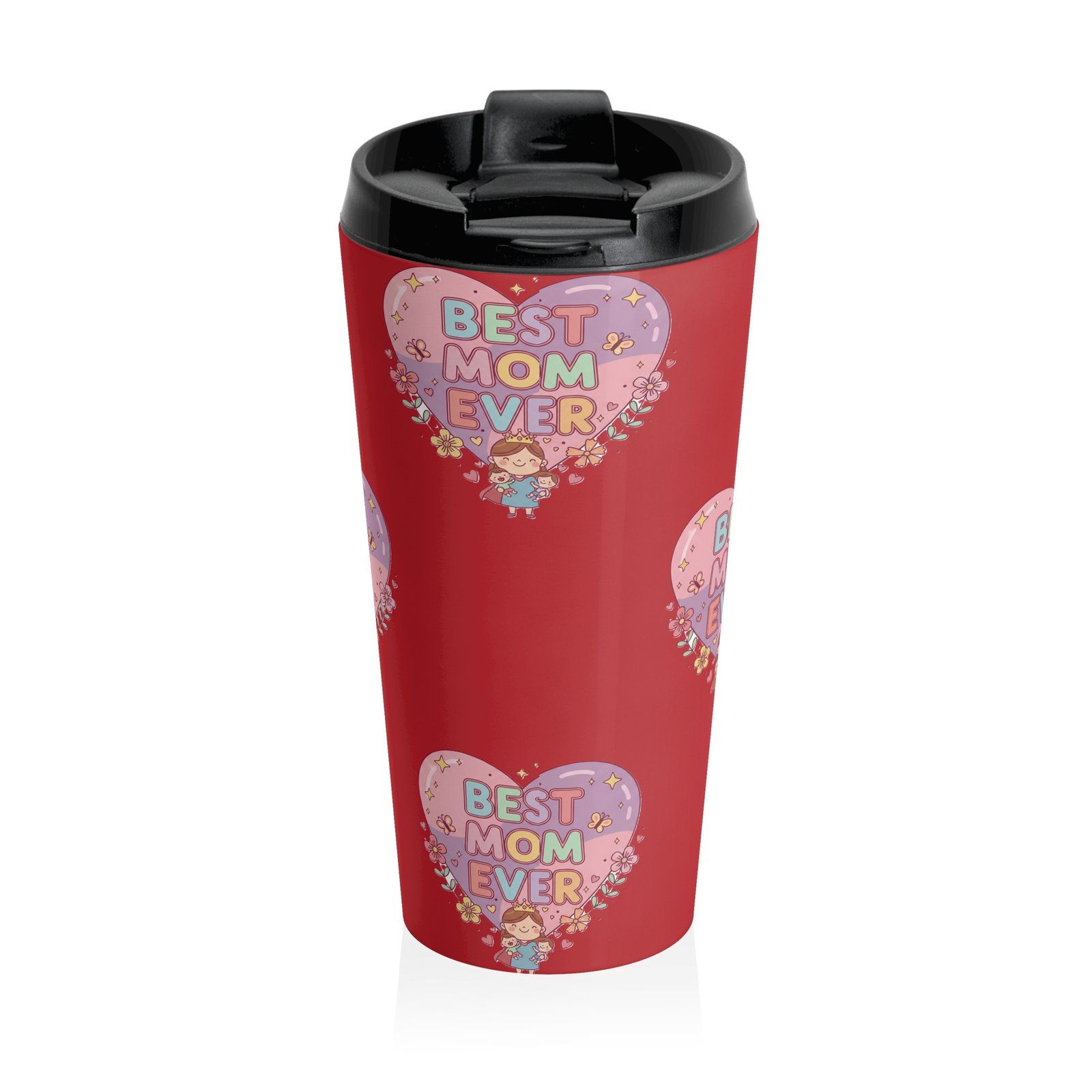 Personalized Best Mom Ever Travel Mug - Red - Image 2