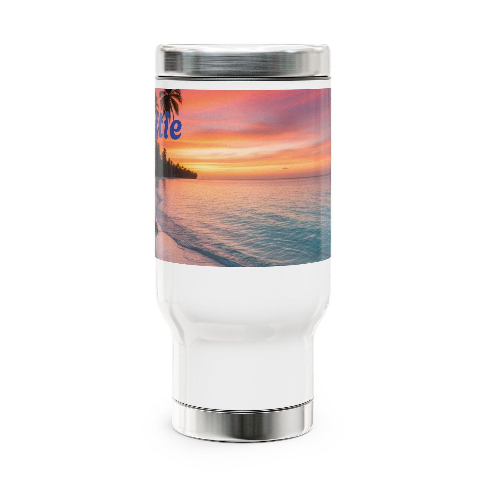 Personalized Stainless Steel Travel Mug - 14oz with Handle - Image 2