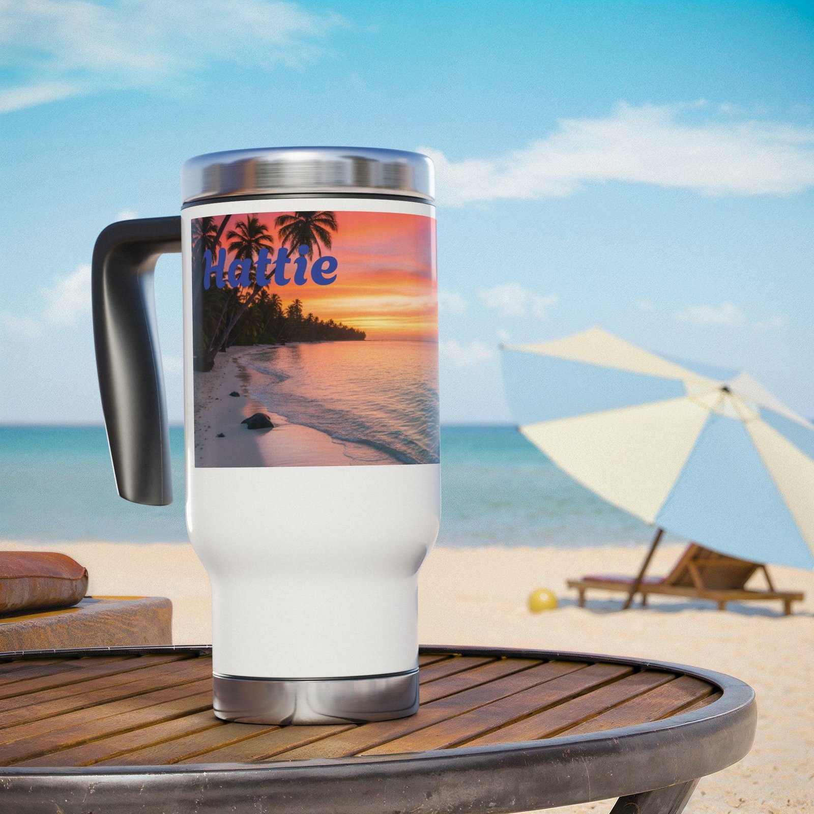 Personalized Stainless Steel Travel Mug - 14oz with Handle - Image 6