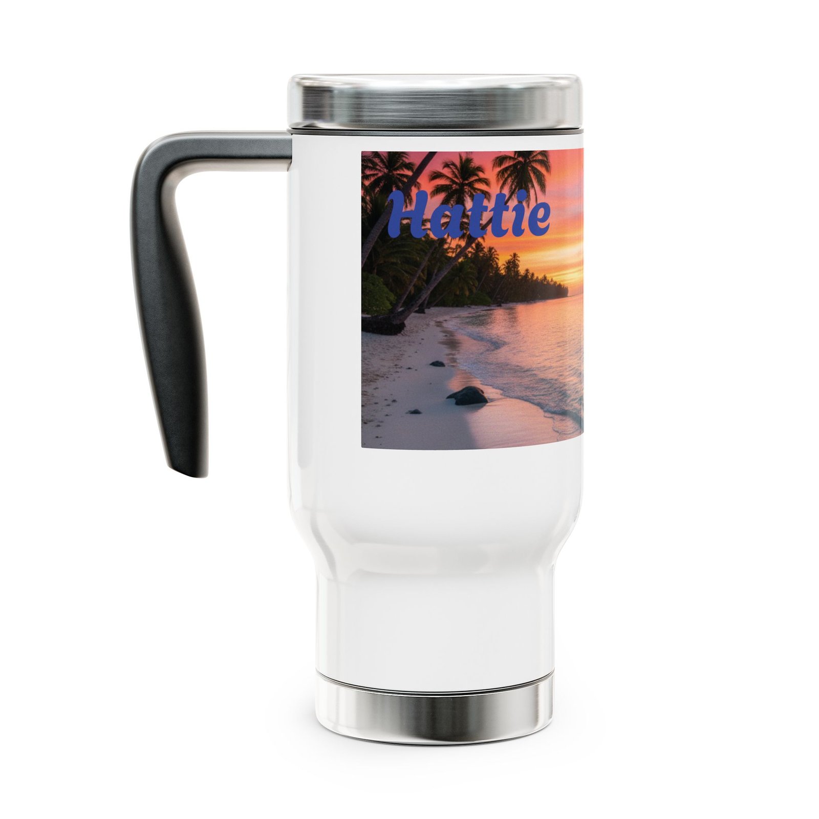 Personalized Stainless Steel Travel Mug - 14oz with Handle - Image 3