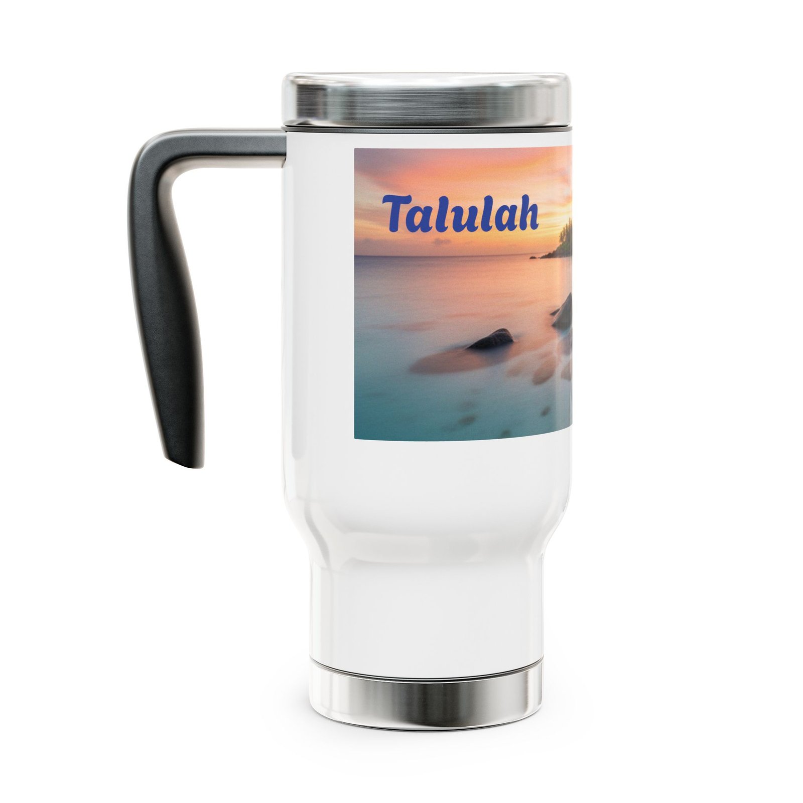 Personalized Stainless Steel Travel Mug - 14oz with Handle
