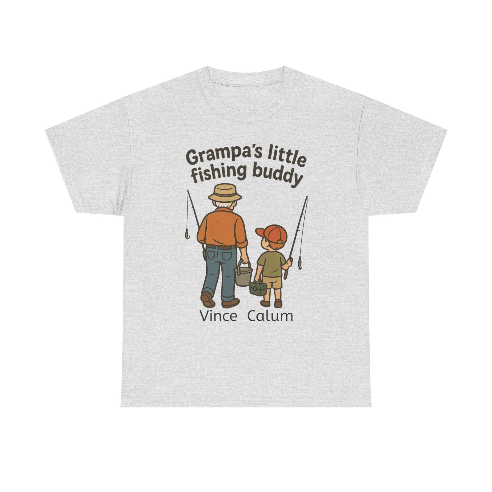Personalized Grampa's Little Fishing Buddy Tee - Image 2