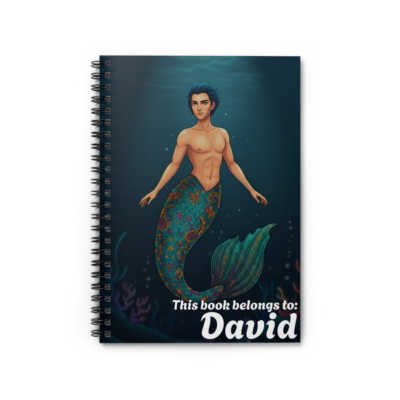 Personalized Merman Spiral Notebook