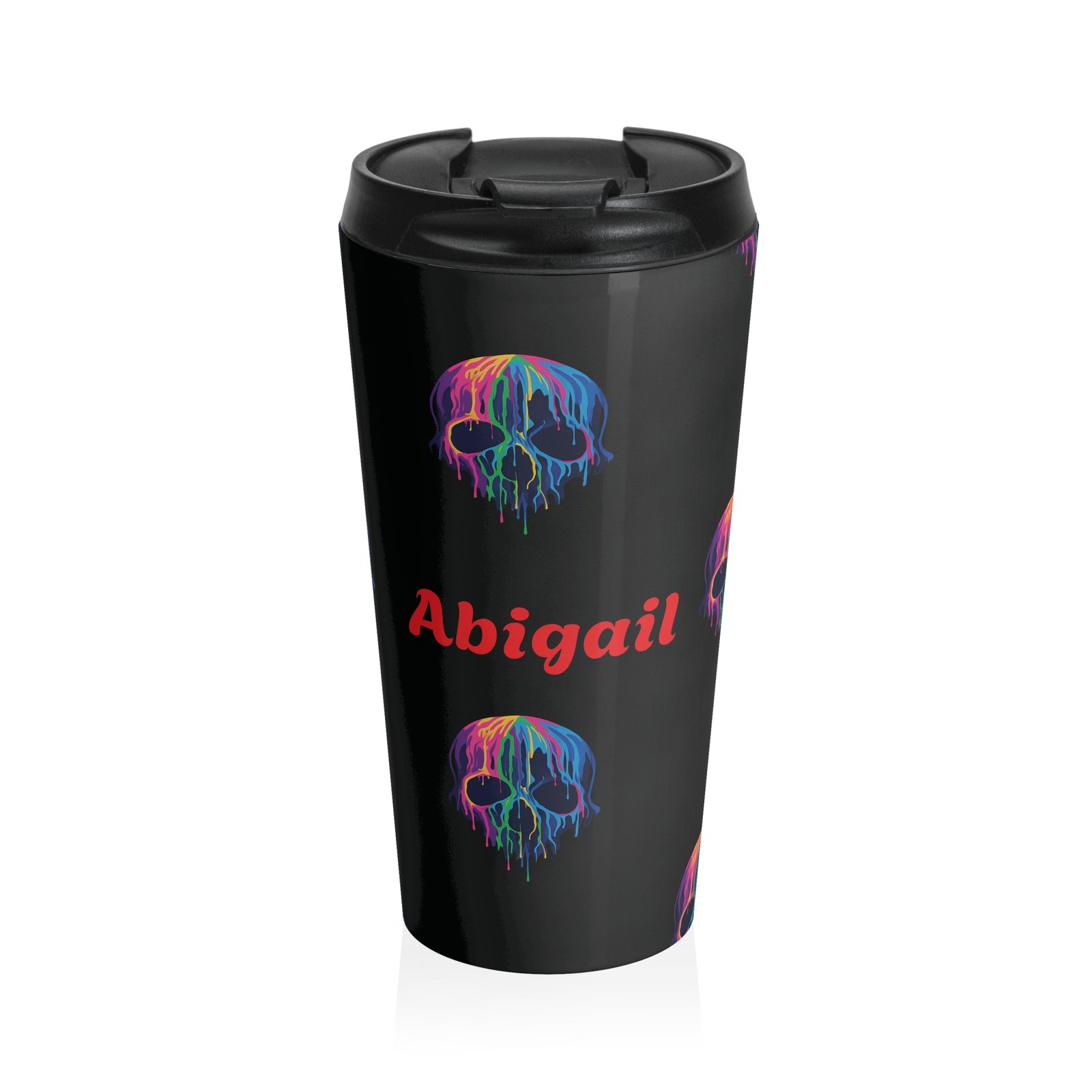 Personalized Vibrant Color Dripping Skull Travel Mug