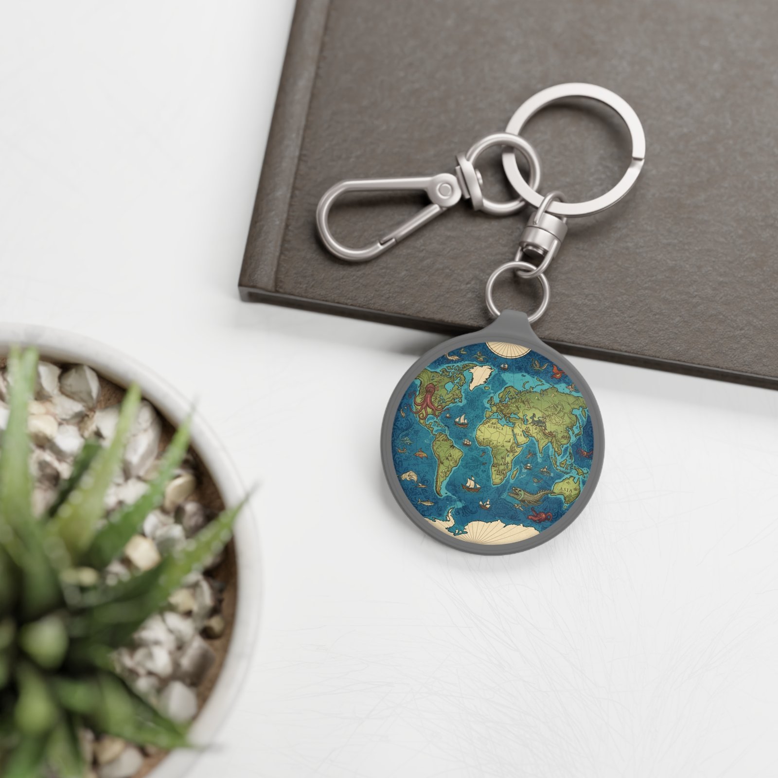 World Map with Mythical Creatures Keyring Tag - Image 4