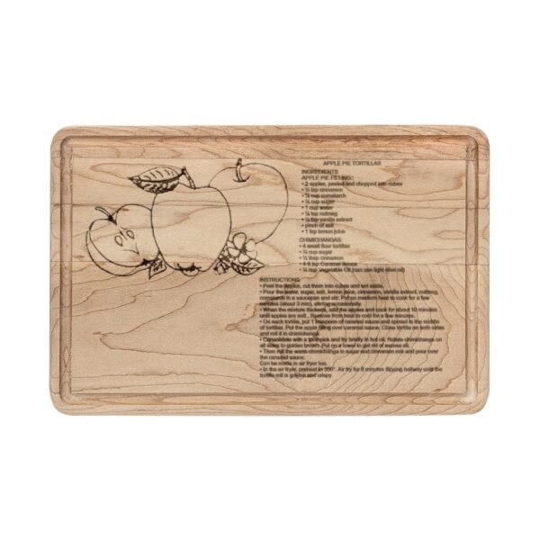 Engraved Wooden Cutting Board with Apple Pie Tortilla Recipe