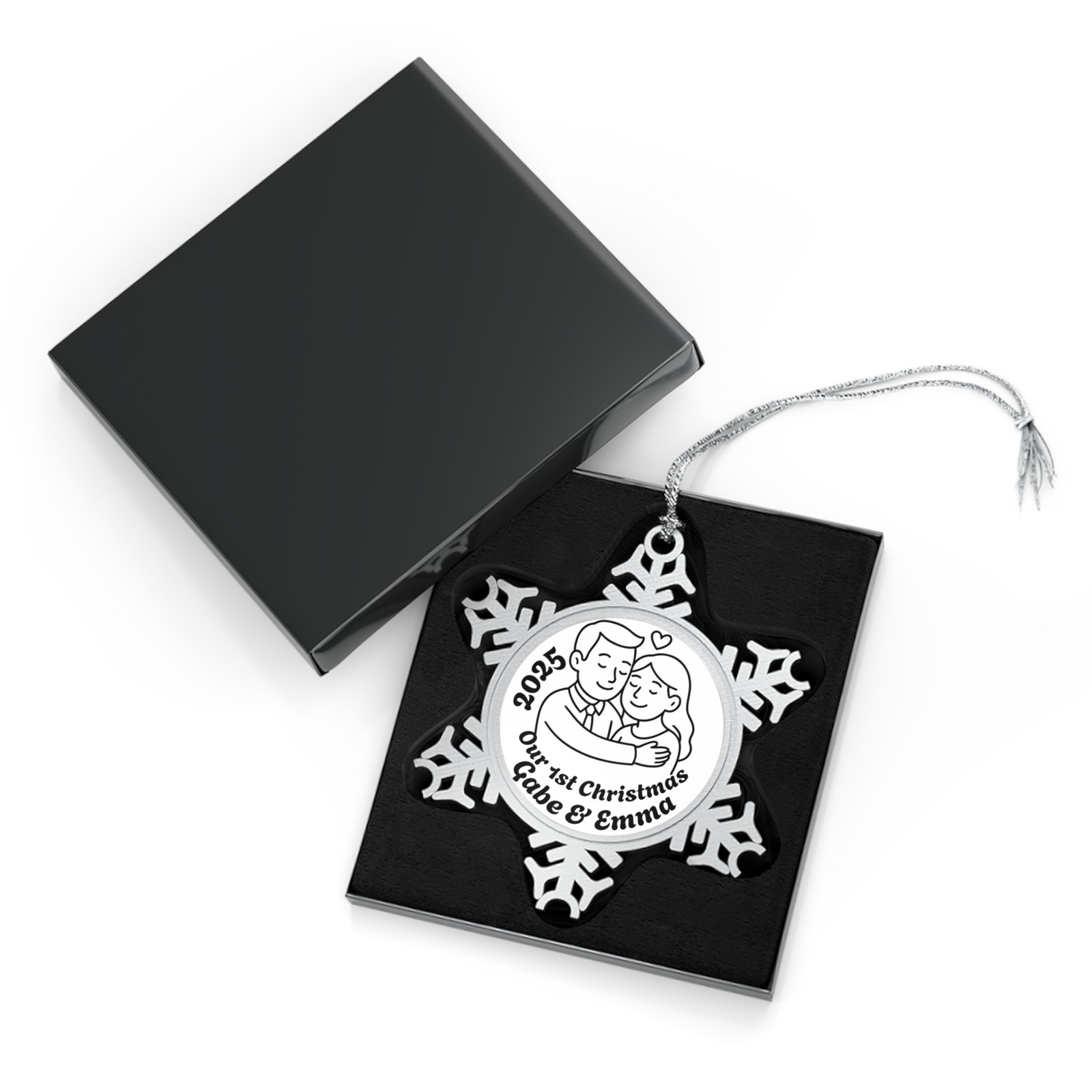 Personalized Pewter Snowflake Ornament with Your Photo - Image 2