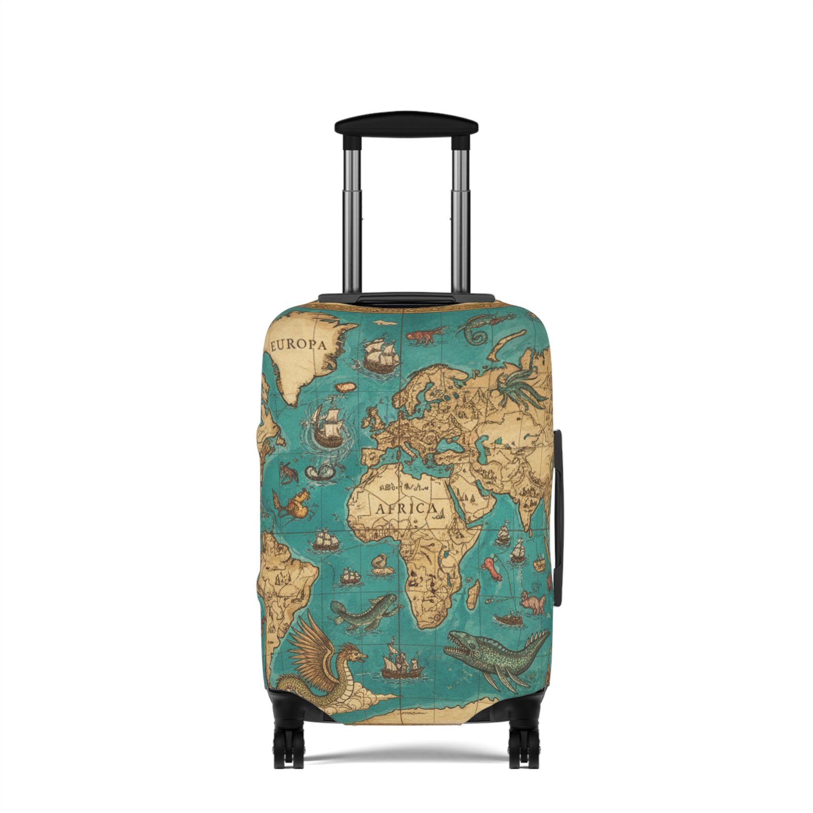 Vintage Map with Sea Monsters Luggage Cover