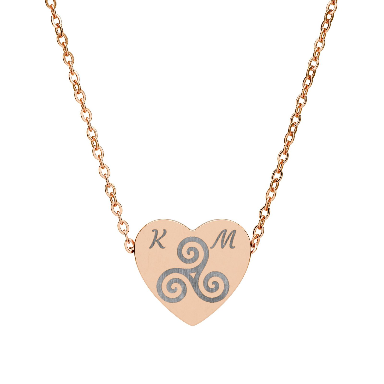 Personalized Triskelion with Initials Heart Necklace - Image 3