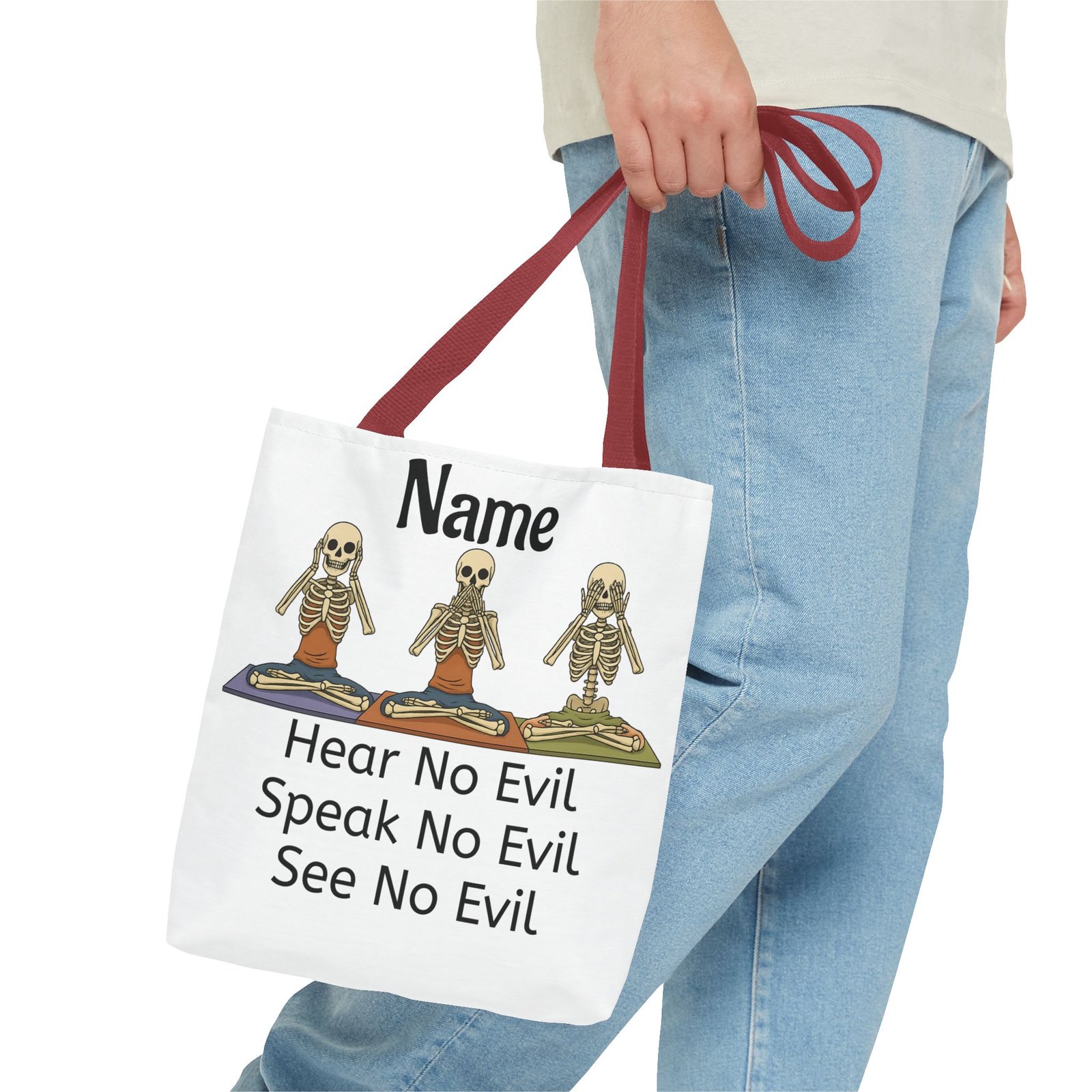 Personalized Funny Skeleton Tote Bag - Image 7