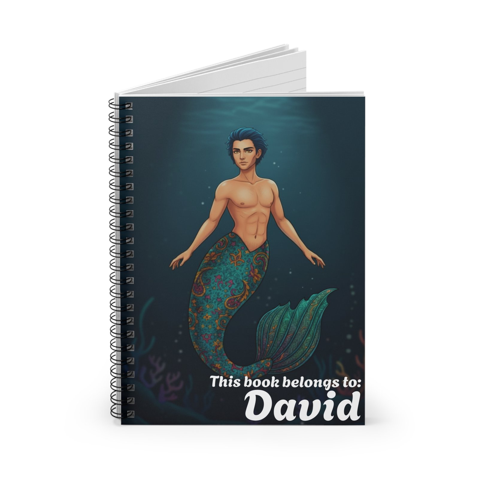 Personalized Merman Spiral Notebook - Image 2