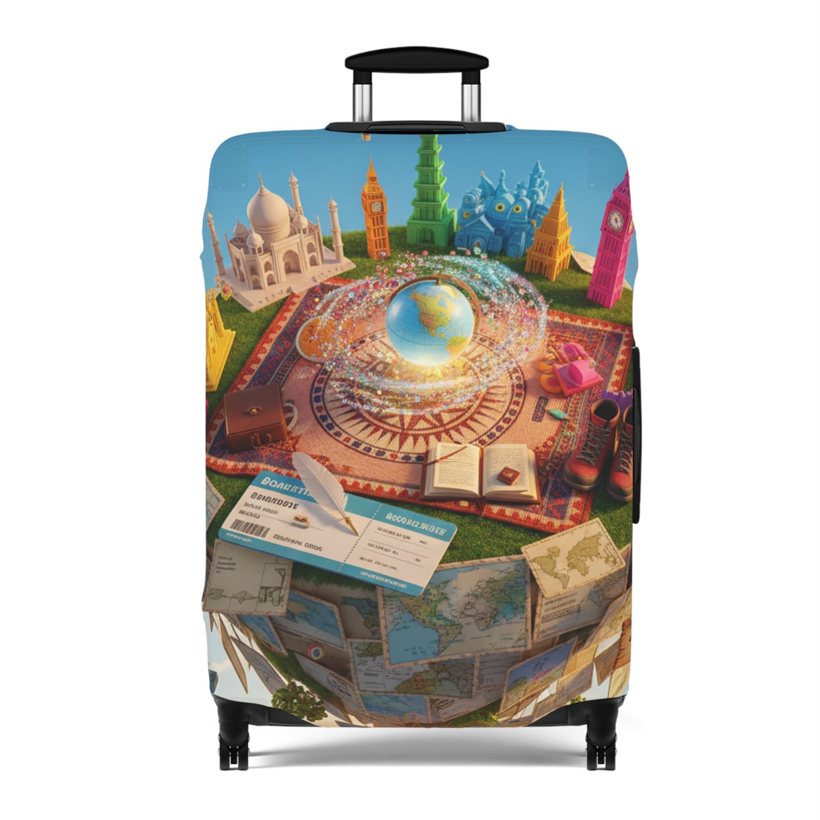 Cities Around the World Map Personalized Luggage Cover - Image 7