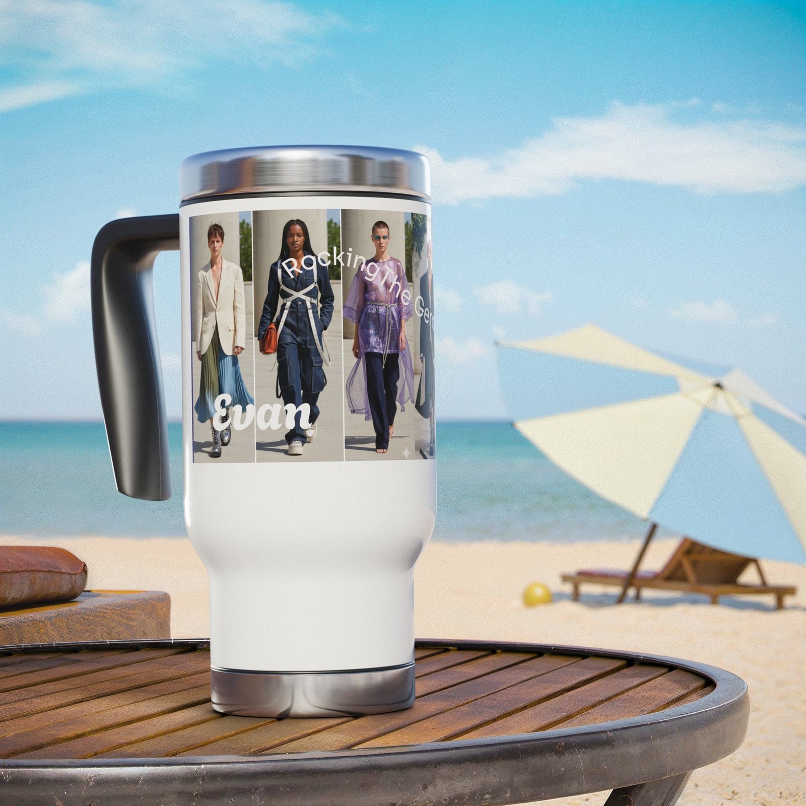 Personalized Stainless Steel Travel Mug - 14oz with Handle - Image 6