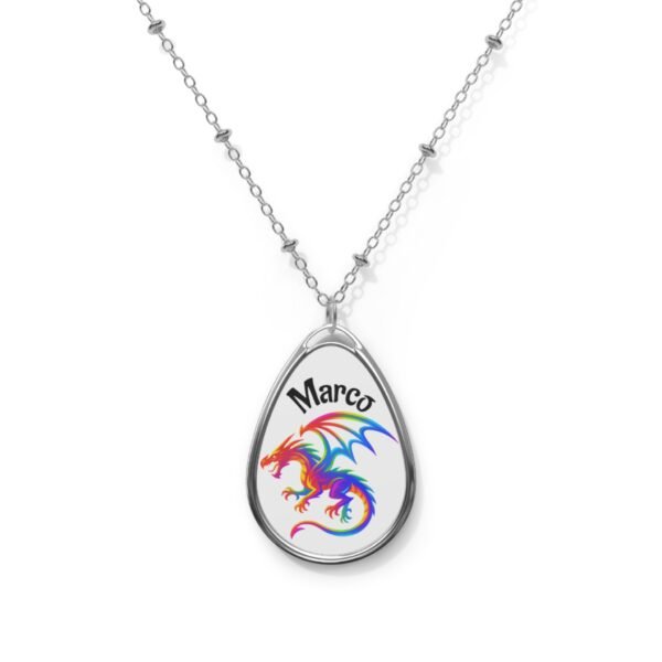 Personalized Dragon Oval Necklace