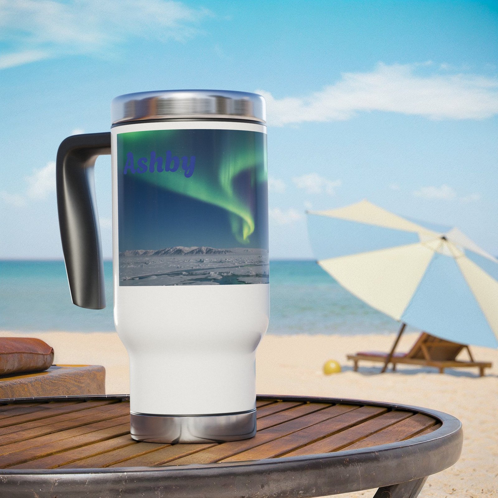 Personalized Stainless Steel Travel Mug - 14oz with Handle - Image 5