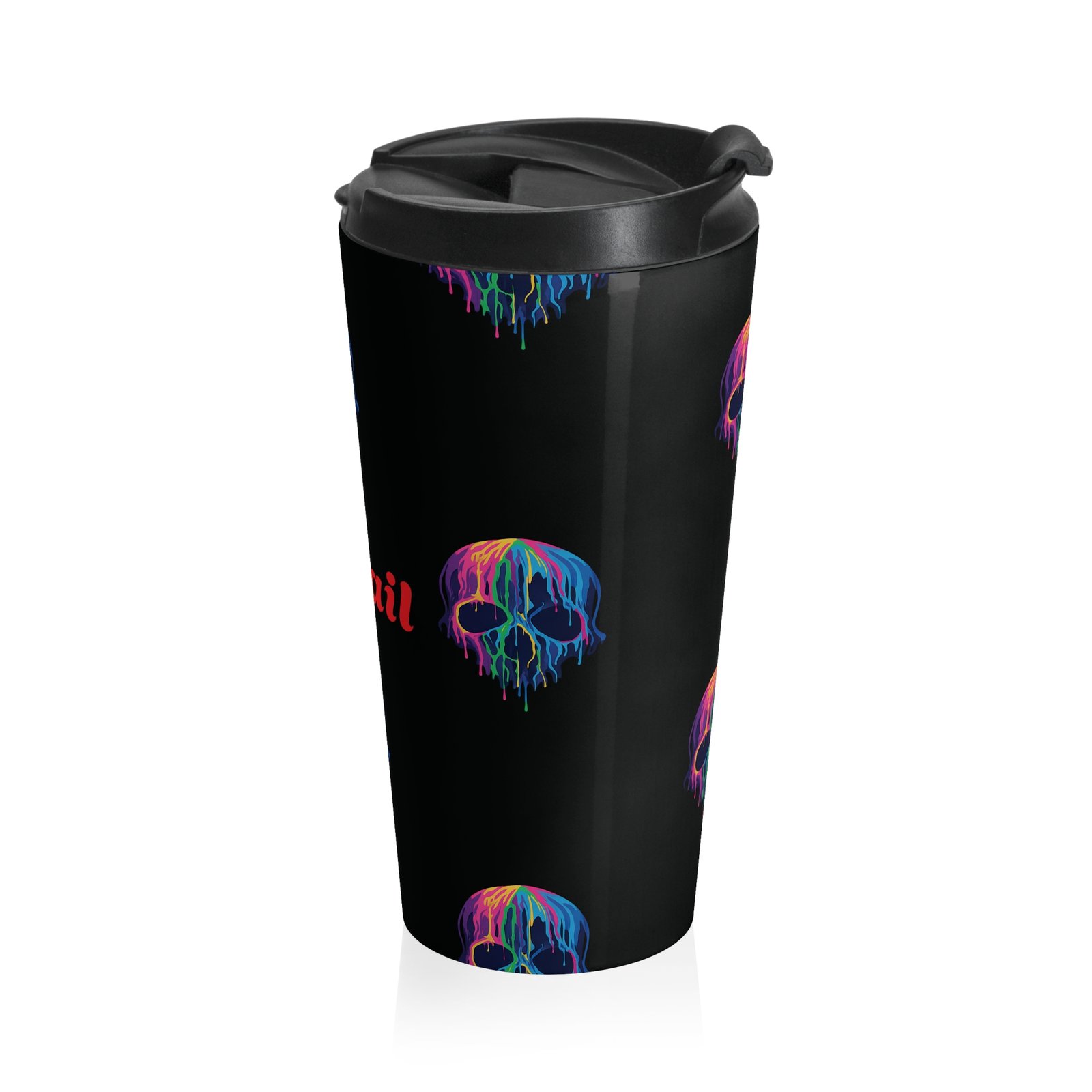 Personalized Vibrant Color Dripping Skull Travel Mug - Image 4
