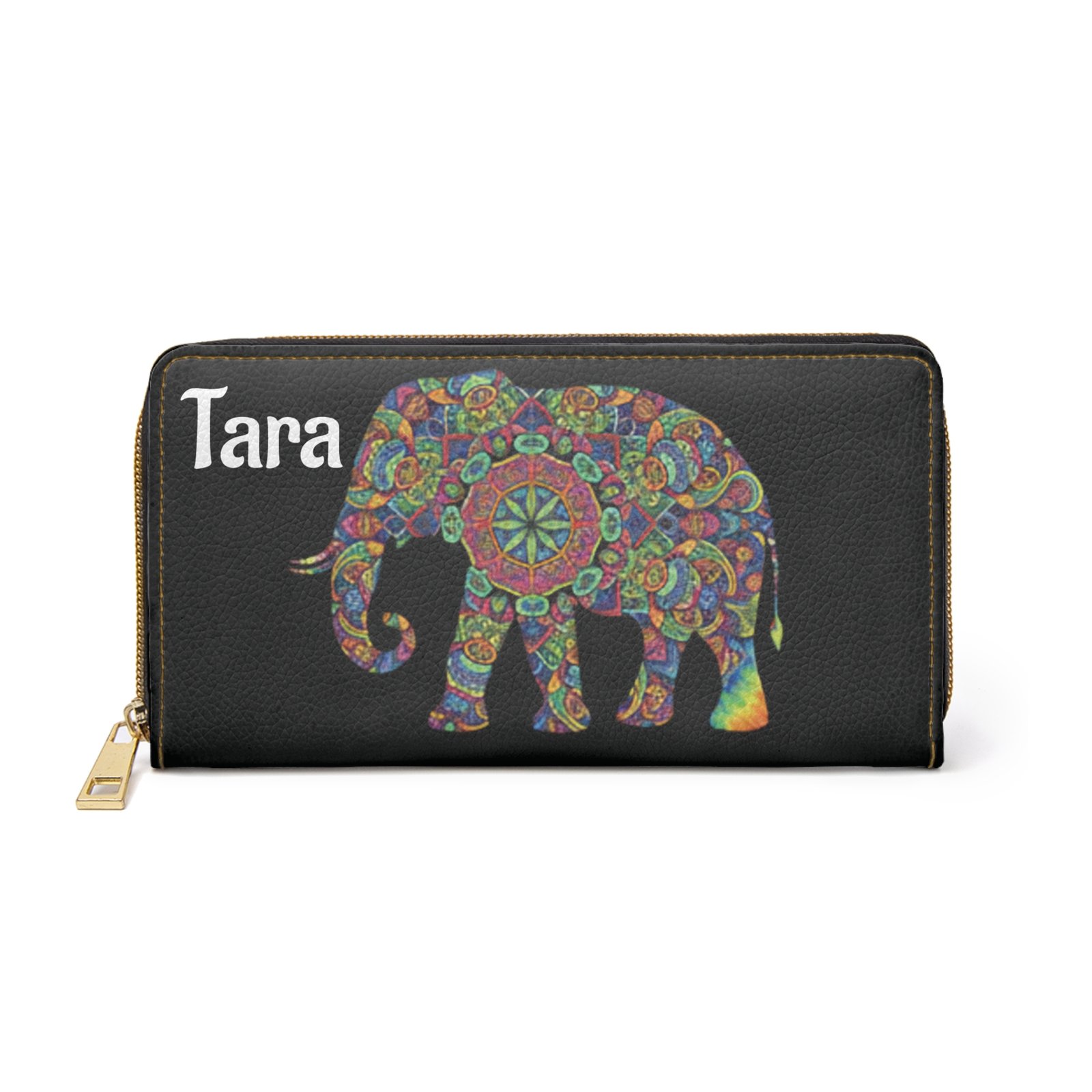 Personalized Mandala Elephant Zipper Wallet