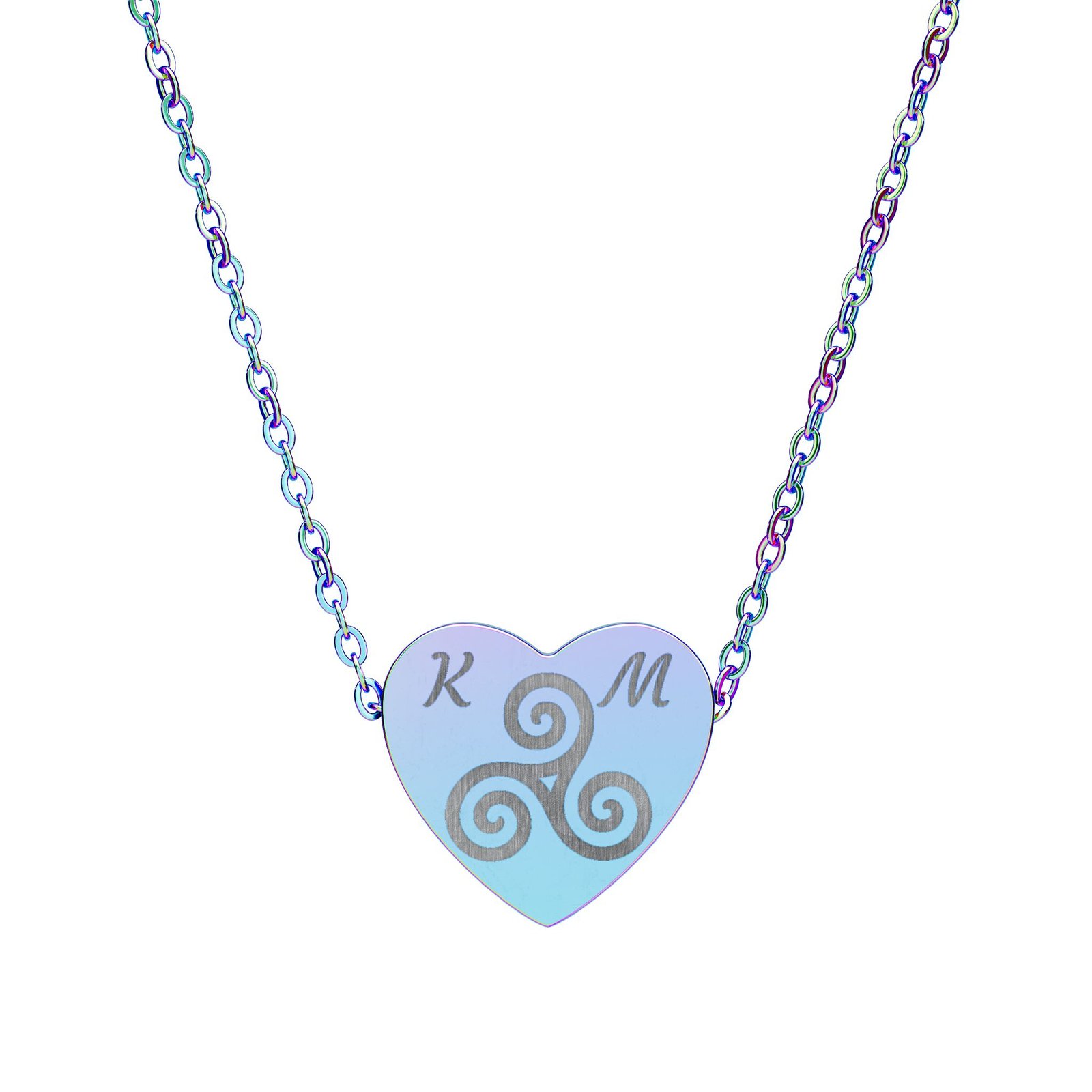 Personalized Triskelion with Initials Heart Necklace - Image 5