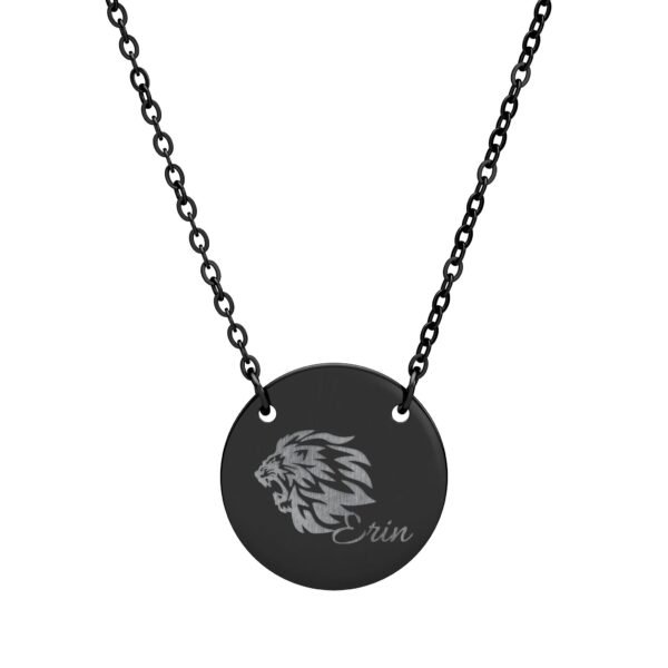 Personalized Lion Engraved Circle Necklace