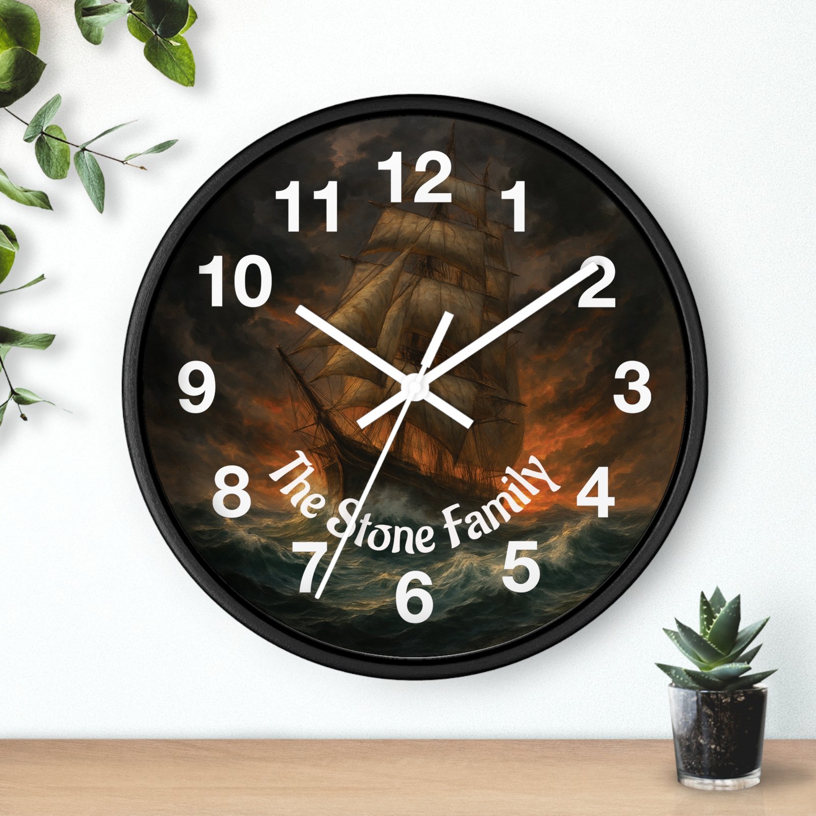 Personalized Clipper Ship Family Wall Clock - Image 3