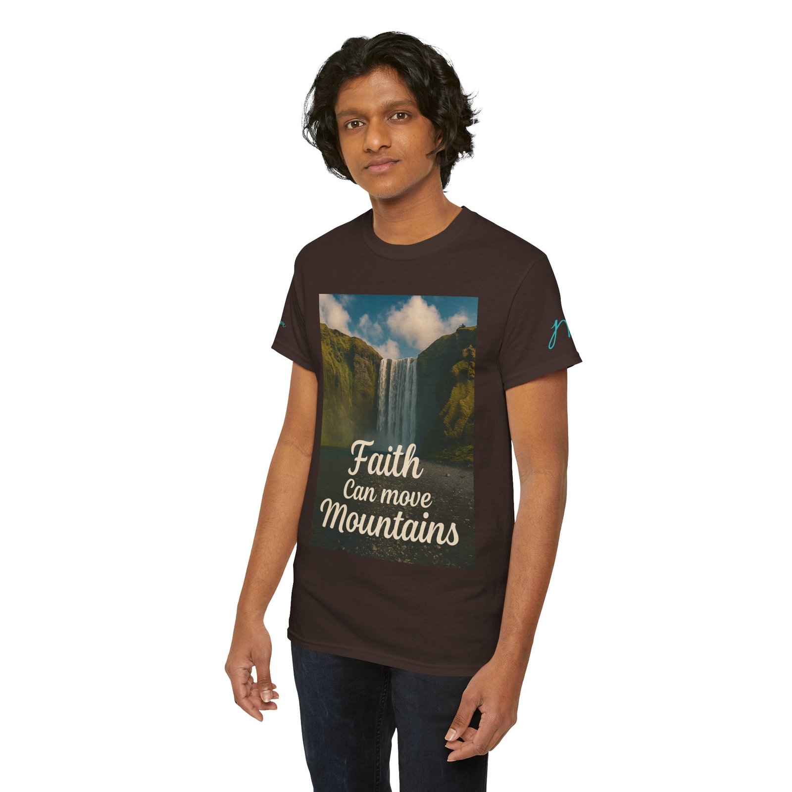 Personalized Faith Can Move Mountains Tee w/ Angel on Your Shoulder - Image 4