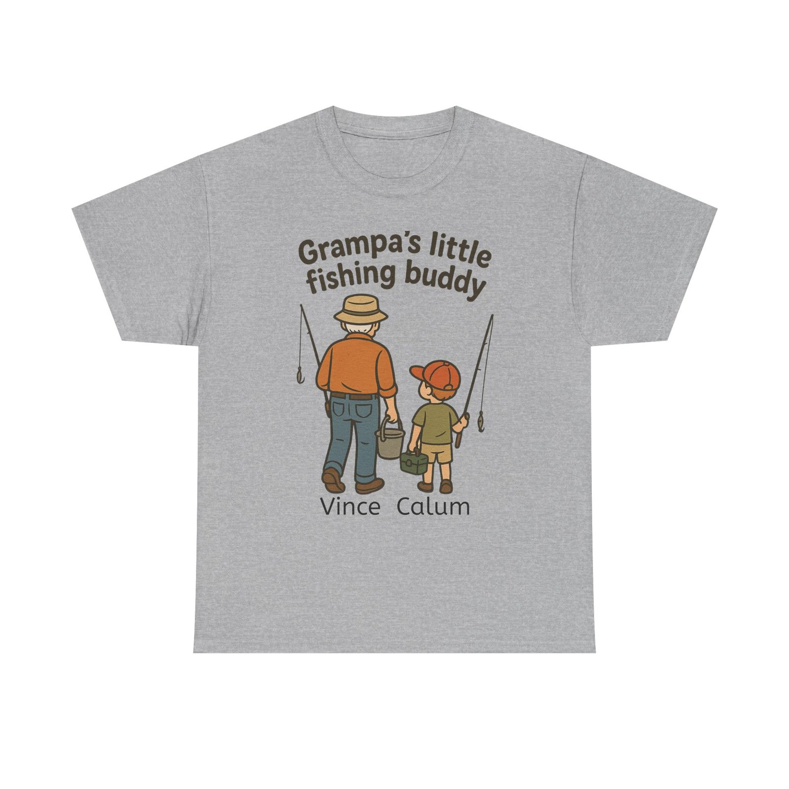 Personalized Grampa's Little Fishing Buddy Tee - Image 6