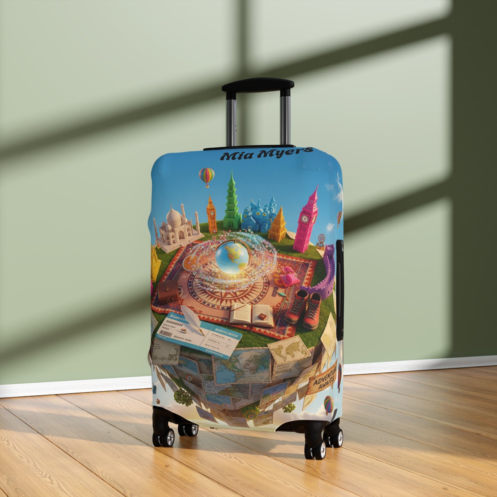 Cities Around the World Map Personalized Luggage Cover - Image 5