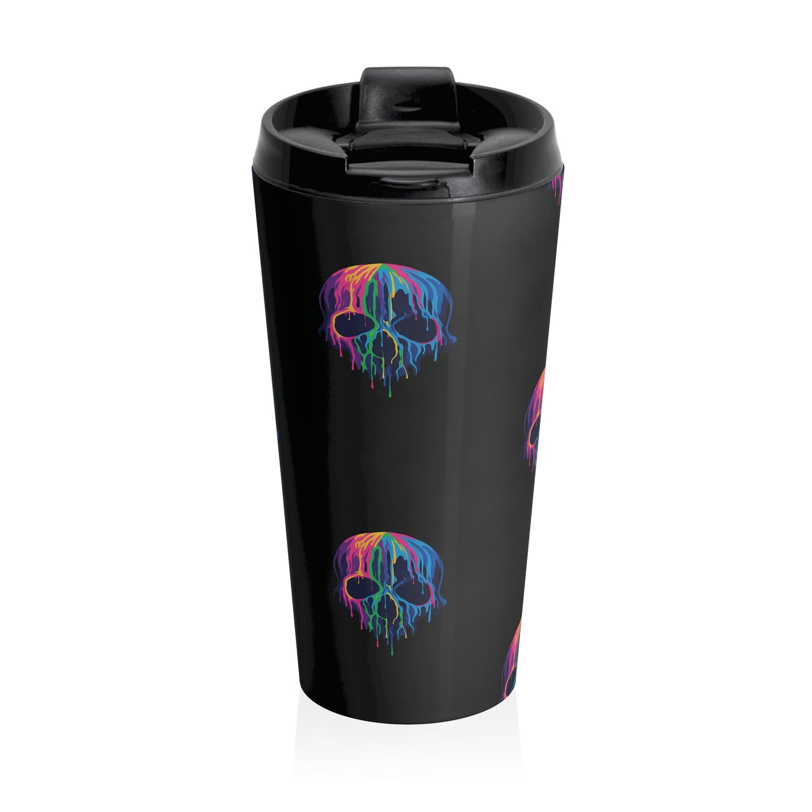 Personalized Vibrant Color Dripping Skull Travel Mug - Image 2