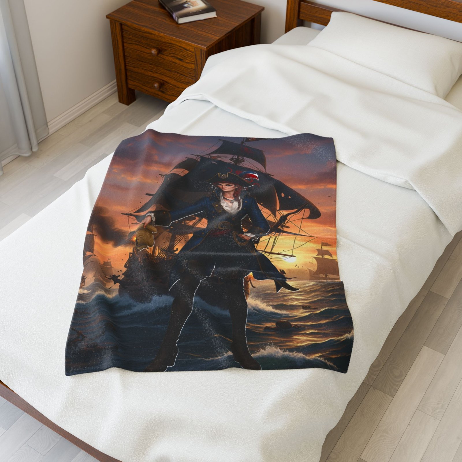 Lady Pirate-Themed Velveteen Plush Blanket - Image 7