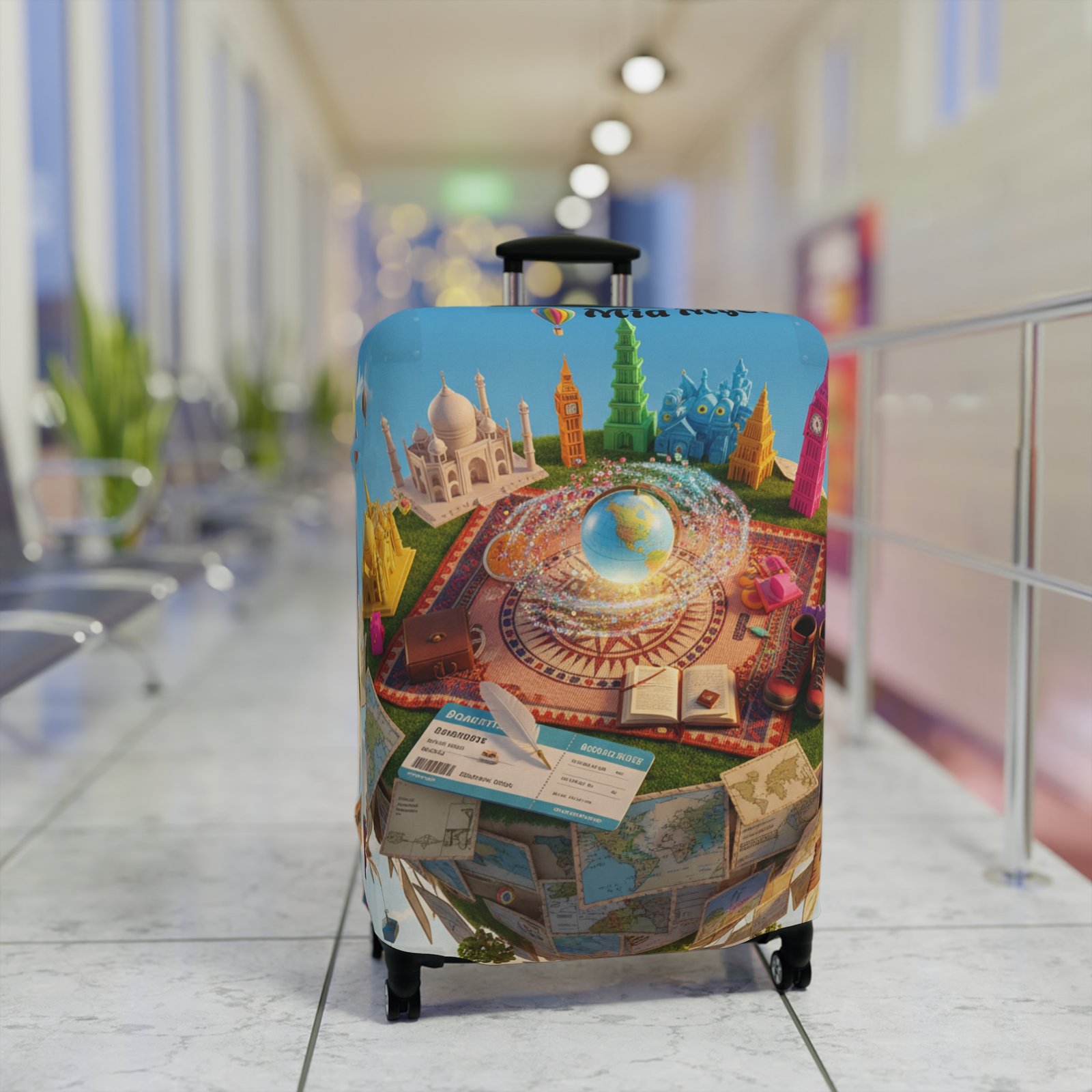 Cities Around the World Map Personalized Luggage Cover - Image 8