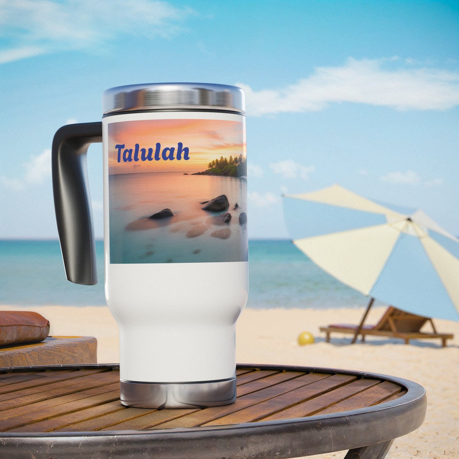 Personalized Stainless Steel Travel Mug - 14oz with Handle - Image 5