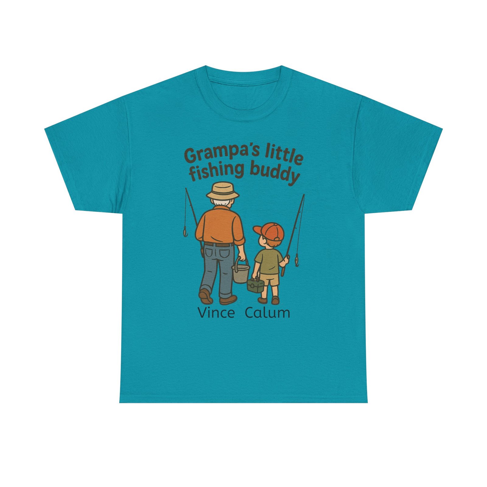 Personalized Grampa's Little Fishing Buddy Tee - Image 9