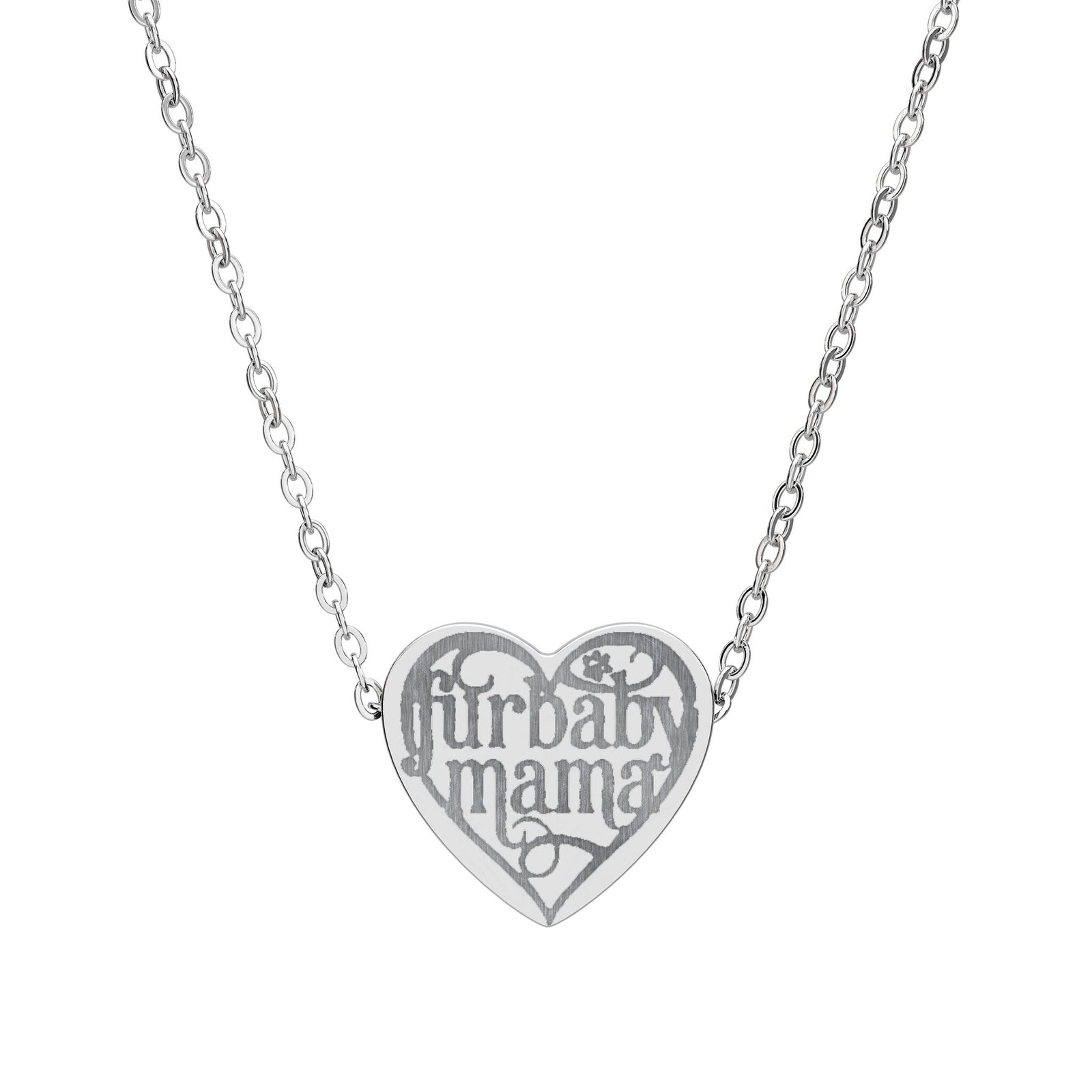 Engraved Heart Necklace for Furbaby Moms