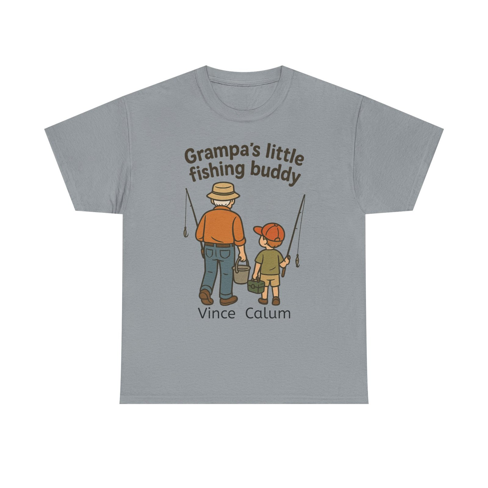Personalized Grampa's Little Fishing Buddy Tee - Image 7