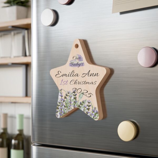 Personalized Wooden Baby's 1st Christmas w/Year Ornaments (and Magnet)